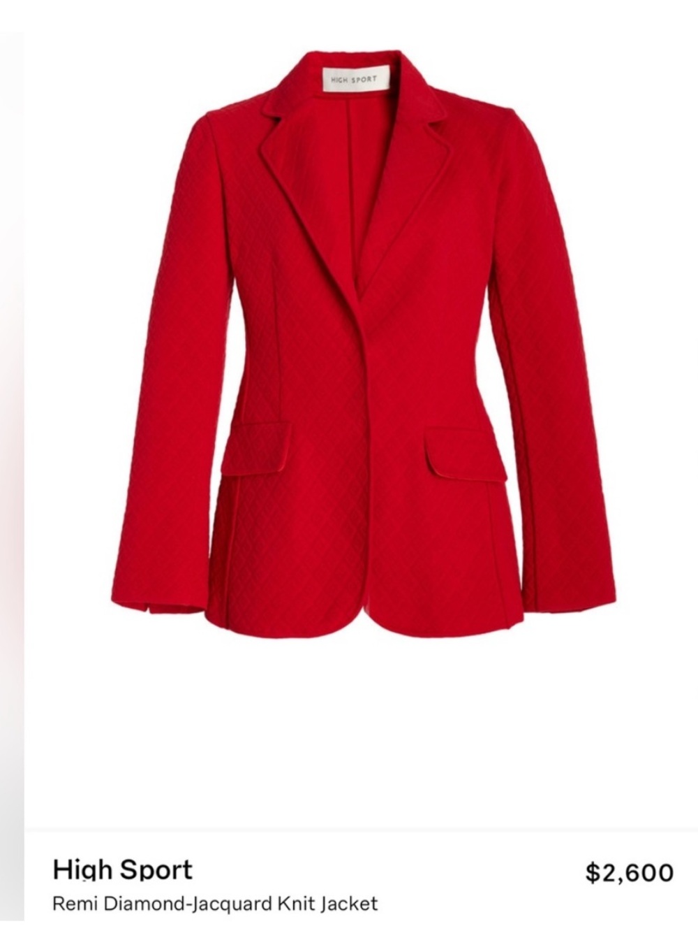 High Sport Remi Red Diamond-Jacquard Knit Jacket Size Small